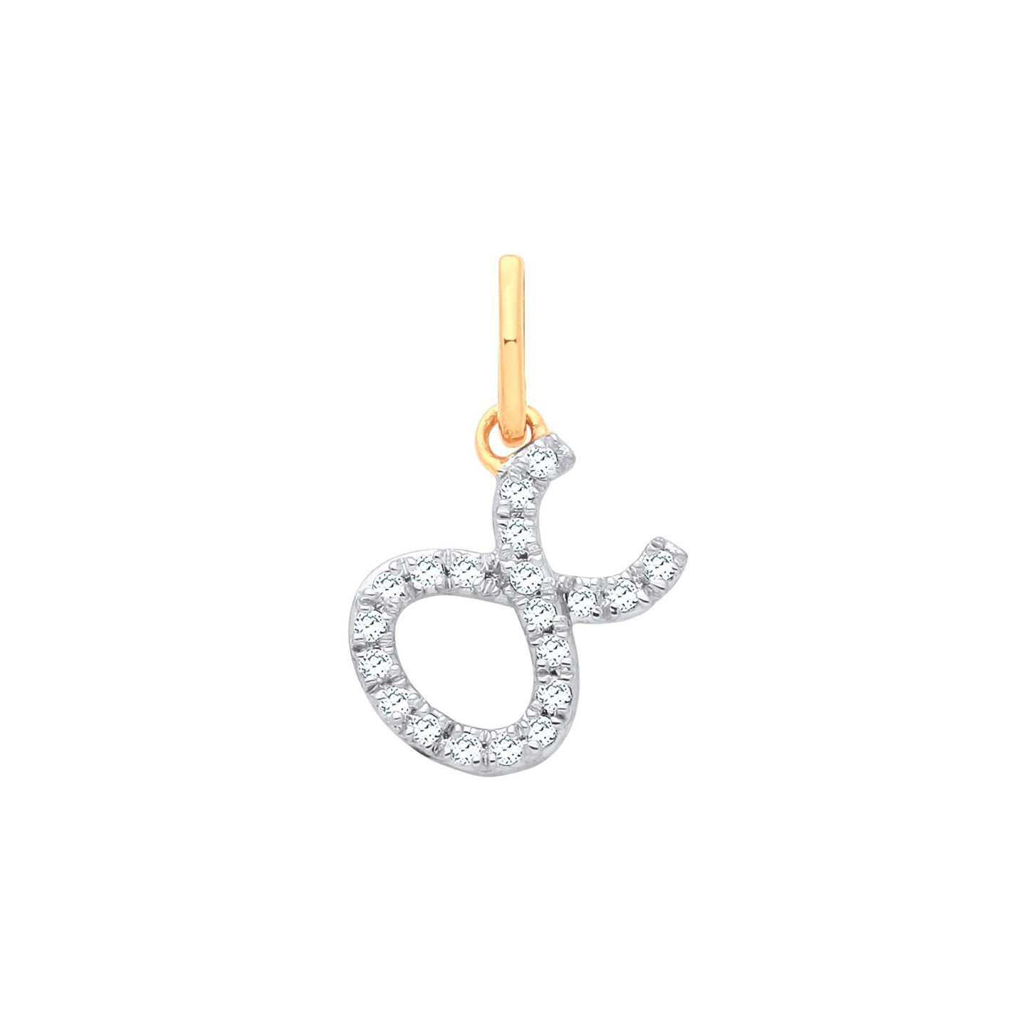 9ct Yellow Gold Taurus Zodiac 0.10ct Pendant Made in London