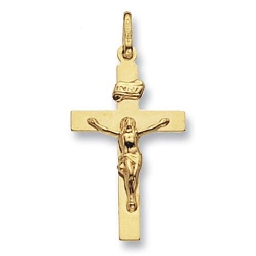 9ct Yellow Gold Crucifix Cross Pendant Medium 27 x 16mm Christening Communion