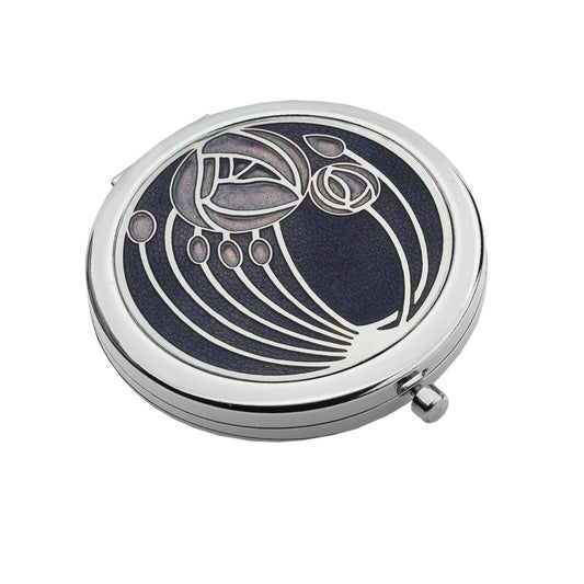 Compact Mirror Silver Plated Mackintosh Roses Handbag Magnifying Travel Cosmetic