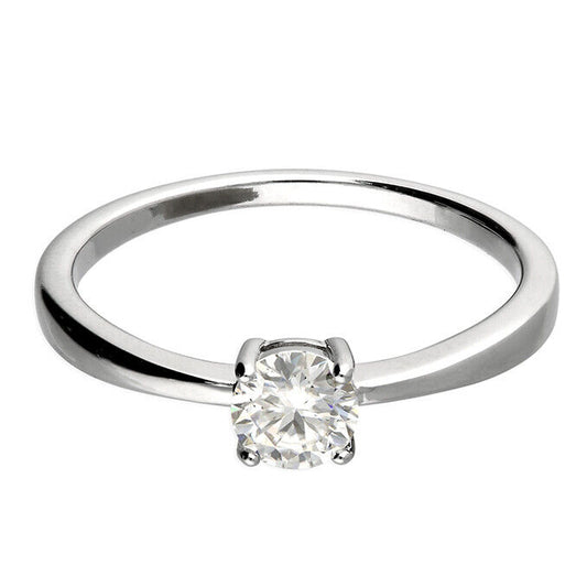 0.50 Carat Solitaire Engagement Ring Sterling Silver 925 Hallmark