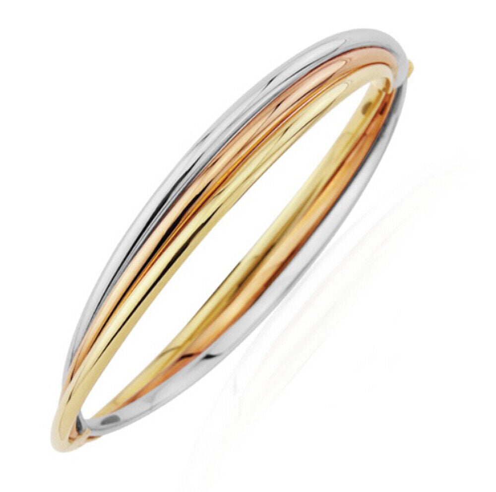 Gold Russian Bangle Yellow, Rose and White Gold Bracelet Hallmarked