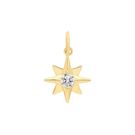 Solitaire Star Pendant Yellow Gold 18mm x 12mm British Made