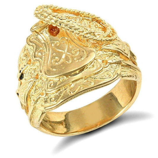 Heavy Gold Saddle Ring Men's Solid 9K Yellow Gold Hallmarked British made
