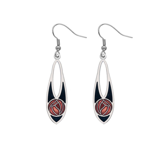Mackintosh Teardrop Earrings With Rose Silver Plated Branded Packaging