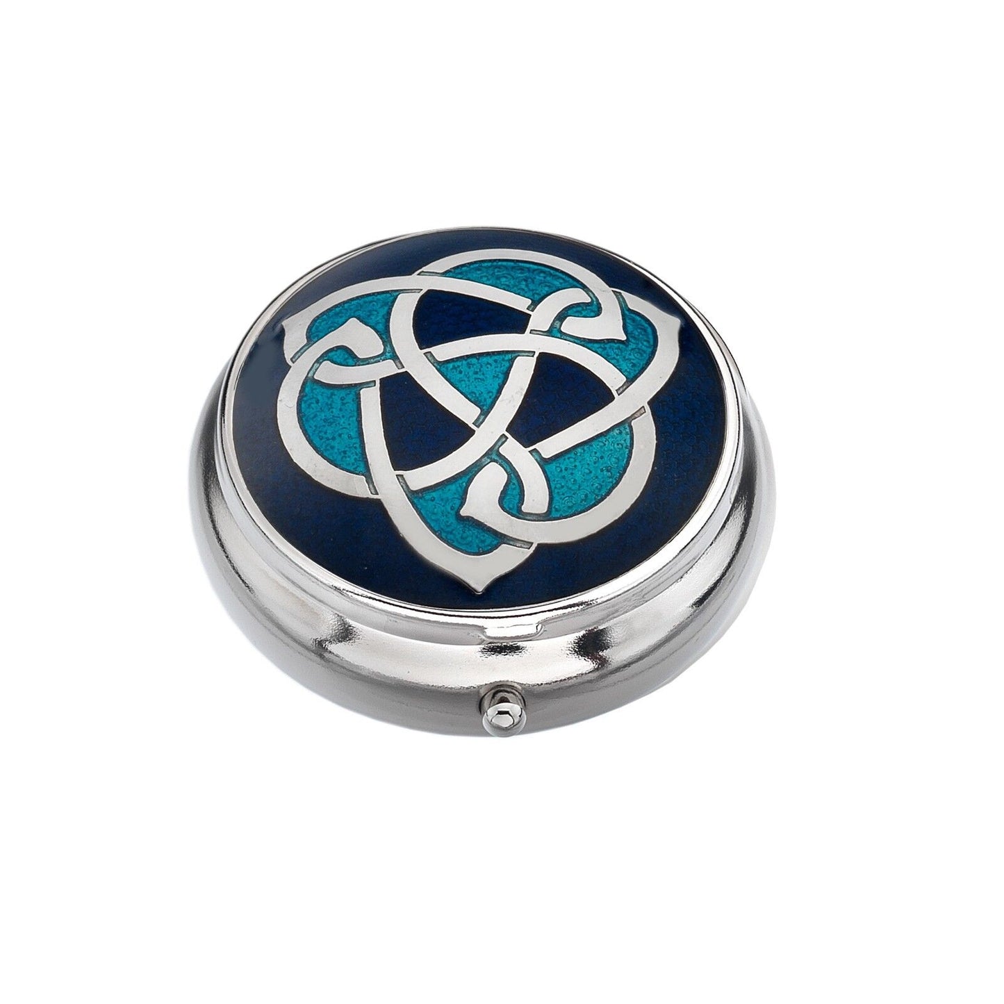 Pillbox Silver Plated Celtic Knot Knox Blue Brand New and Boxed