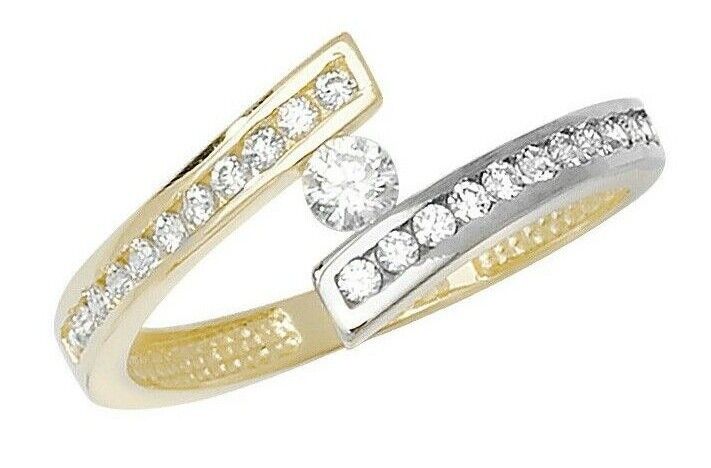 9ct Gold Solitaire Ring Twist Multi Tone Fully Hallmarked