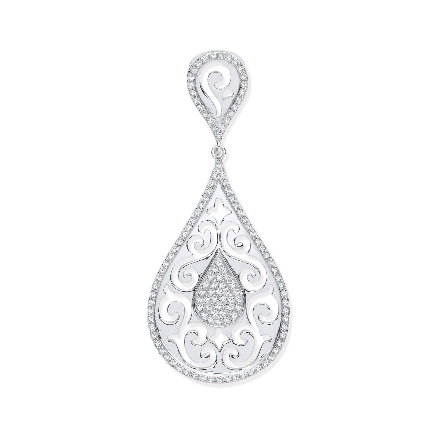 9ct White Gold 0.25ct Pear Shaped Diamond Pendant Hallmarked