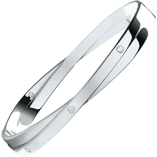 Solid Silver Kiss Hinged Bangle Ladies Oval Hallmarked