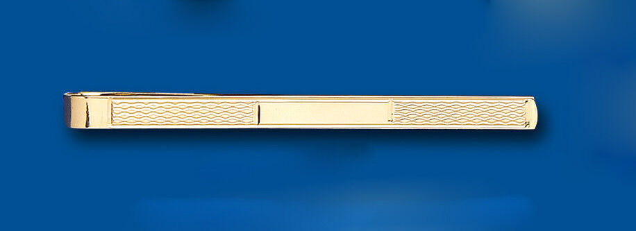 Gold Tie Slide Clip Solid Yellow Gold Engine Turned British Made Hallmarked