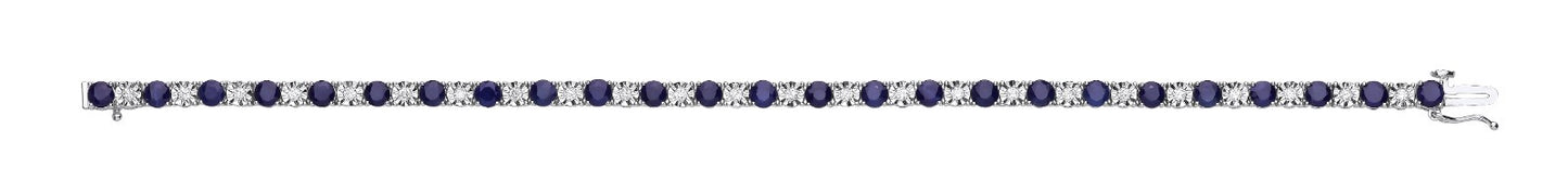 18ct White Gold 0.54ct Diamond & 5.38ct Sapphire Bracelet Made in London