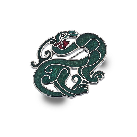 Celtic Bird Brooch Silver Plated Green Brand New Gift Packaging