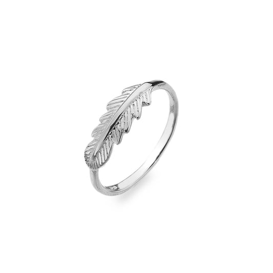 Solid Silver Feather Ring Sterling 925 Stamped Size J - Q Brand New Gift