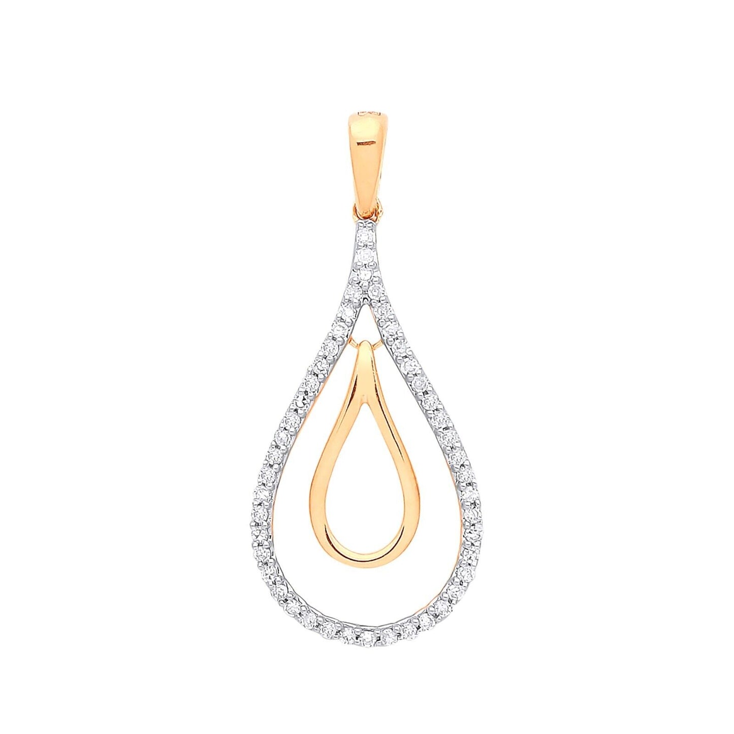 9ct Yellow Gold 0.13ct Drop Pendant Hallmarked