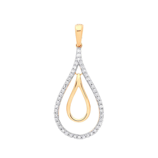 9ct Yellow Gold 0.13ct Drop Pendant Hallmarked