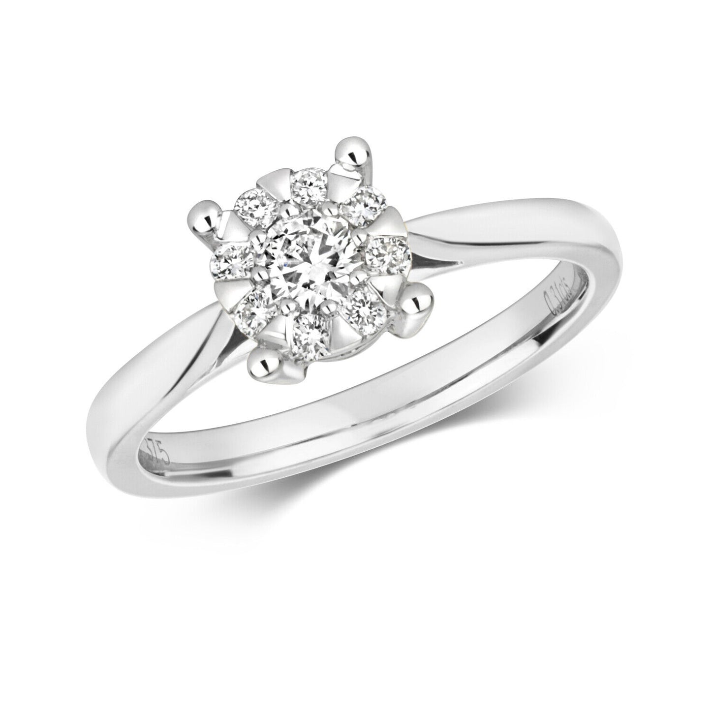 Real Diamond Engagement Ring 9ct White Gold Brilliant Set Solitaire 0.30ct