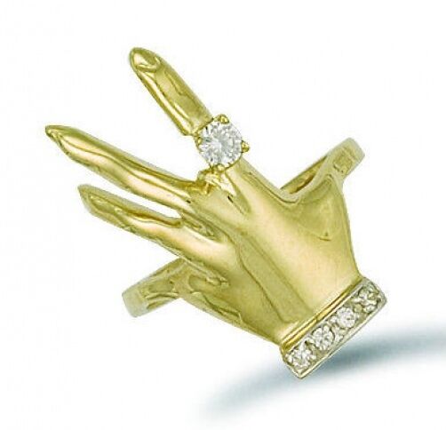 Hand Ring Yellow Gold Ladies Cocktail Dress Statement Solid Gold Hallmarked