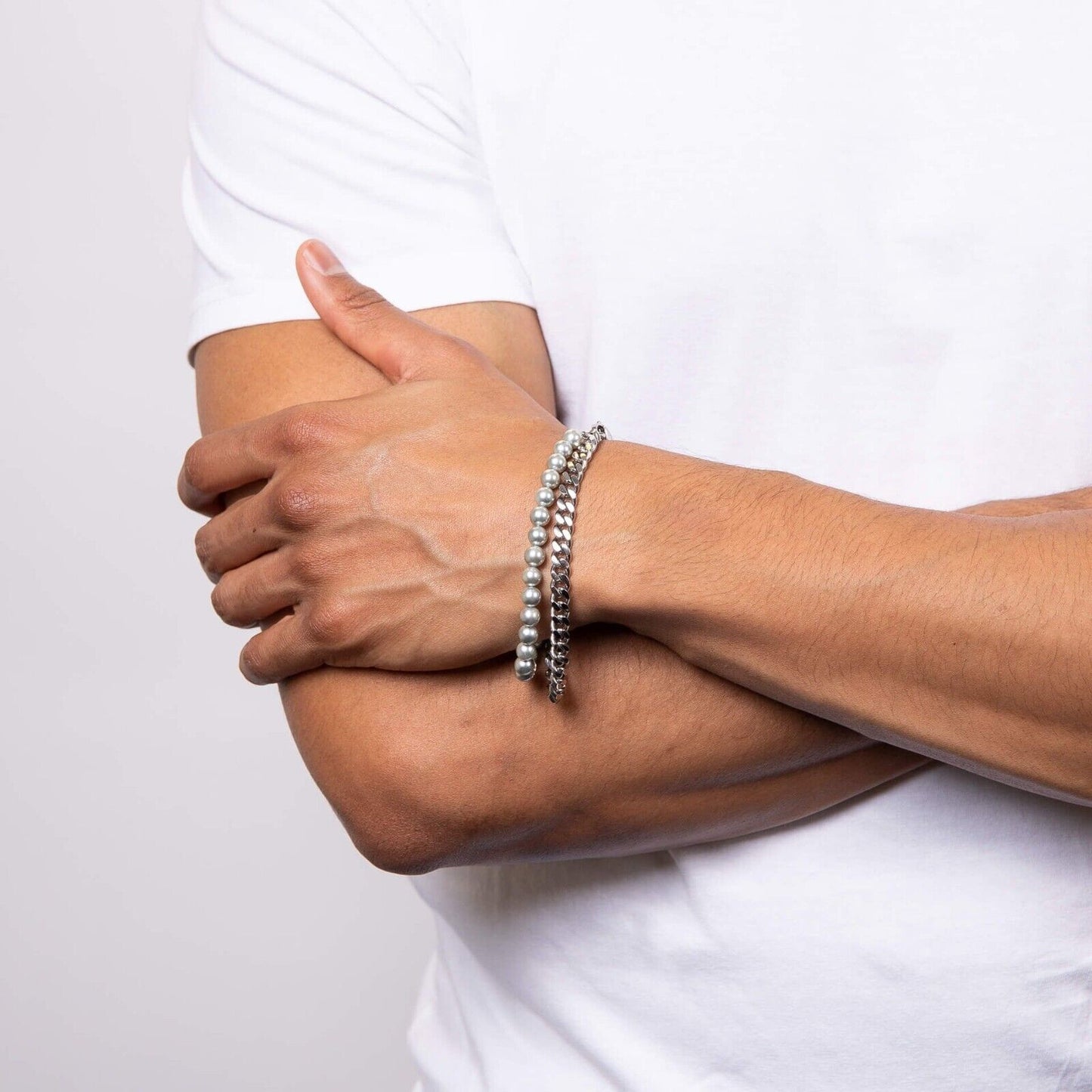 Fred Bennett Double Bracelet with Shell Pearl 21cm B5440