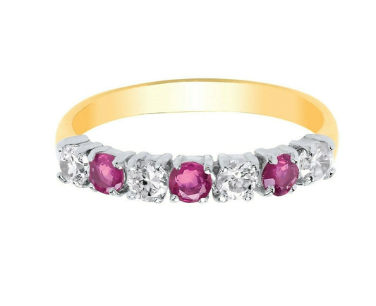 9ct Yellow Gold Ruby Eternity Ring Anniversary Band Fully Hallmarked