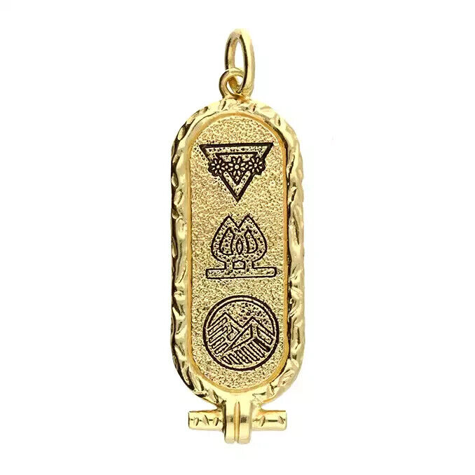 Elemental Cartouche. Earth. Taurus, Virgo, Capricorn Zodiac Yellow Gold Plated