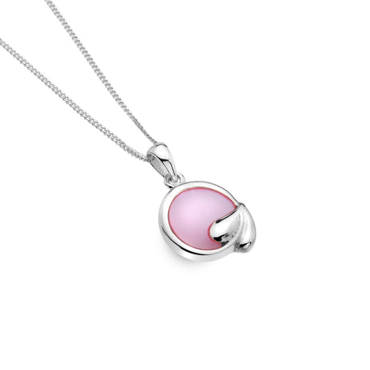 Mackintosh Pink Leaf Pendant Pink Mother of Pearl Solid Sterling Silver 925
