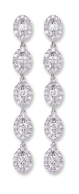 18ct White Gold 1.25ct Diamond Drop Earrings Hallmarked British Made