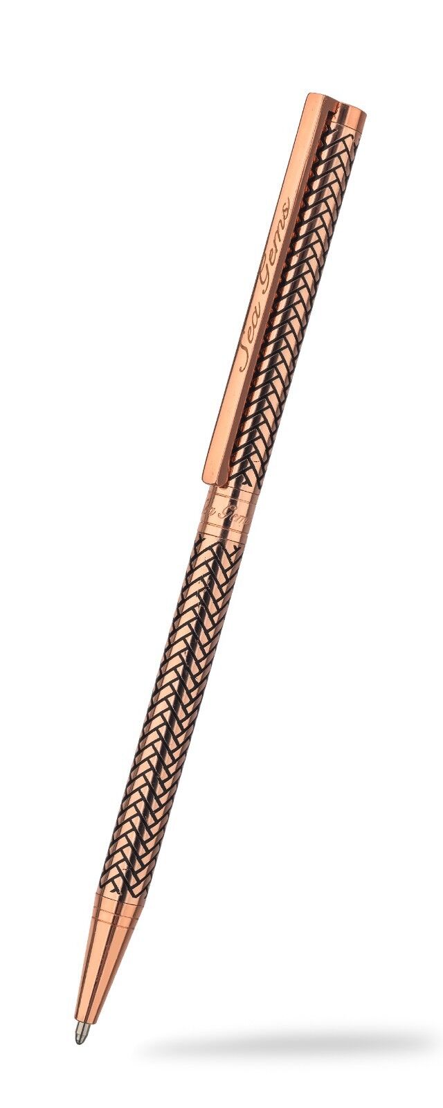 Ballpoint Pen Rose Gold Plate Austrian Crystal Plaid Design Boxed
