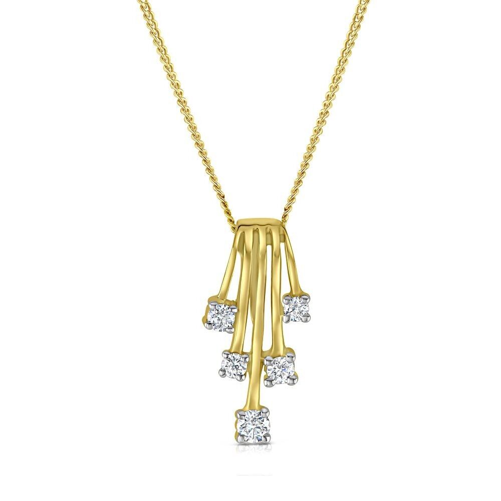 9ct Yellow Gold 0.25ct Diamond Drop Pendant and 18" Chain
