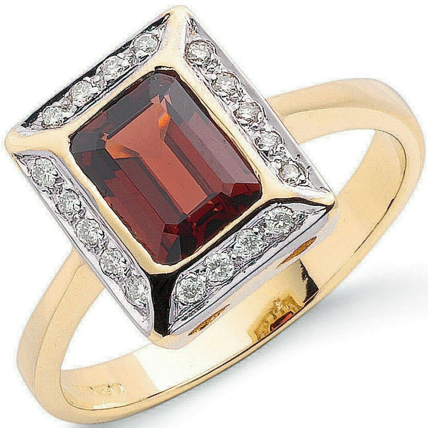 9ct Yellow Gold 0.12ct Diamond & 1.90ct Garnet Ring