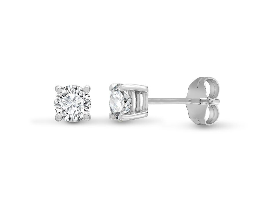 Lab Grown Diamond 9ct White Gold 1 Carat Claw Set Earrings IGI Certificated