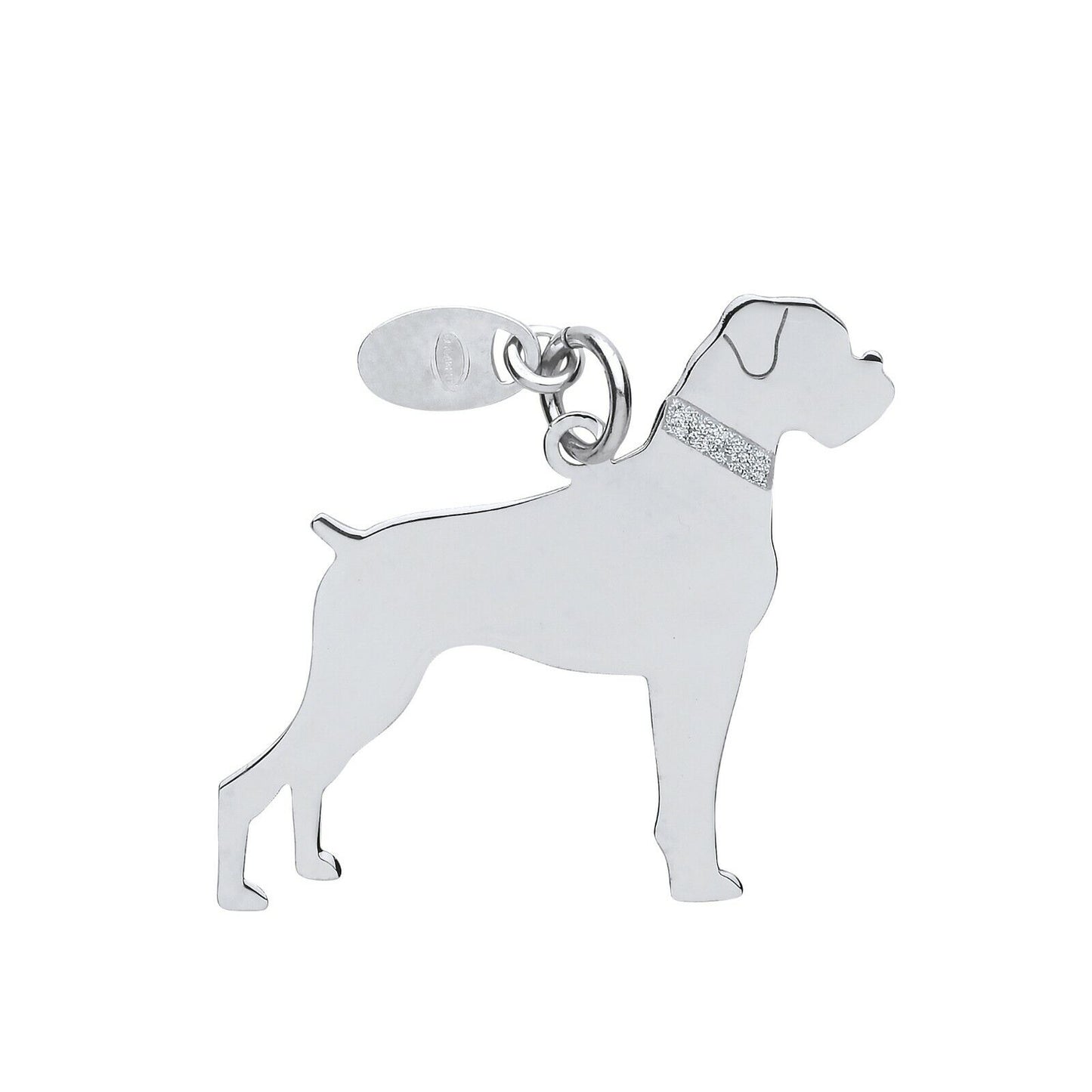 Silver Boxer Dog Pendant Solid Silver 925 Hallmark Pet Jewellery 14-24" Chain
