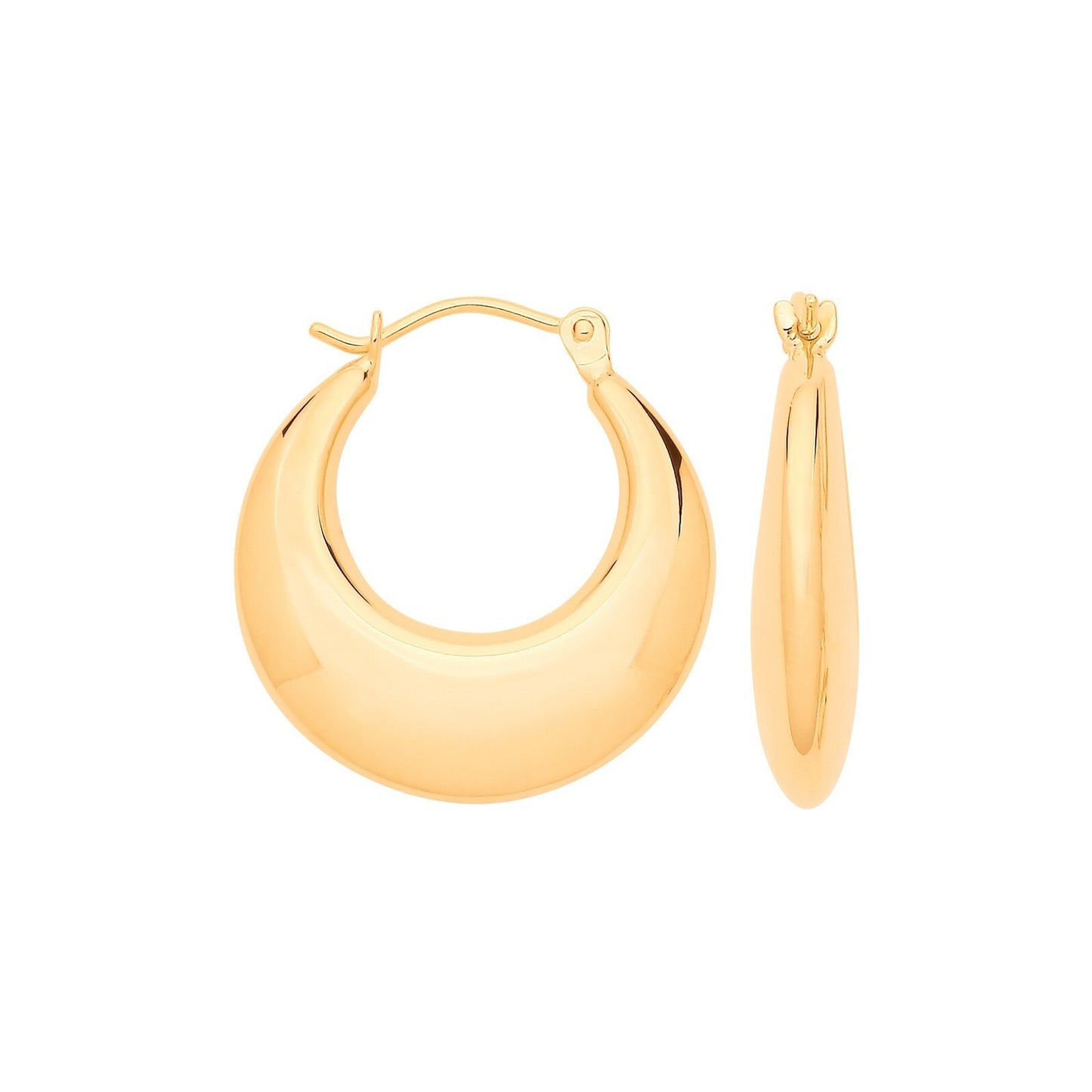 Curved Creole Hoop Earrings 9ct Yellow Gold Hoops Hallmarked 22mm