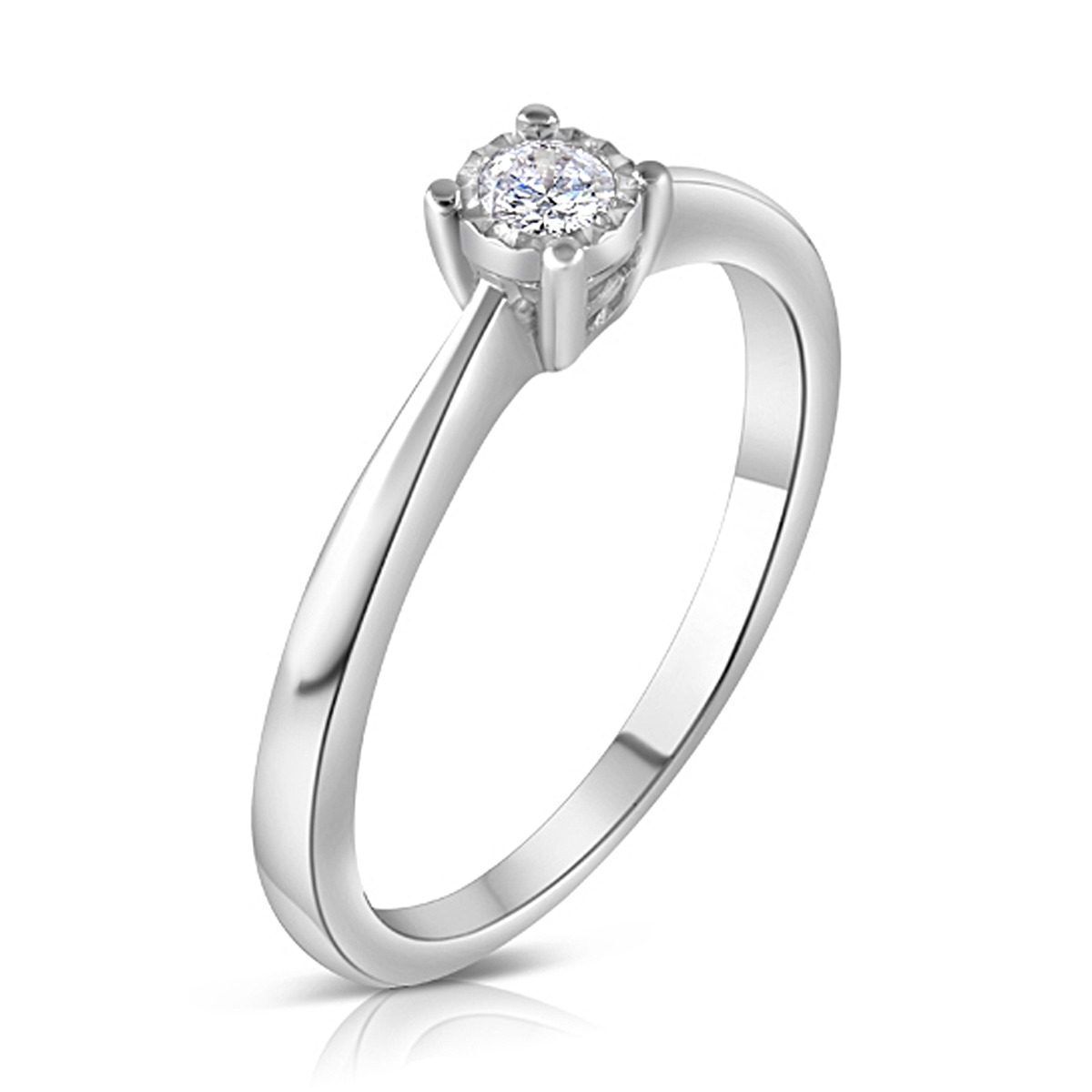 9ct White Gold 0.10ct Real Diamond Solitaire Ring