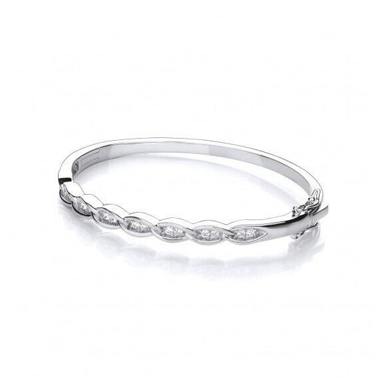 Solid Sterling Silver Curb Link Bangle with Gemstones Luxurious Packaging