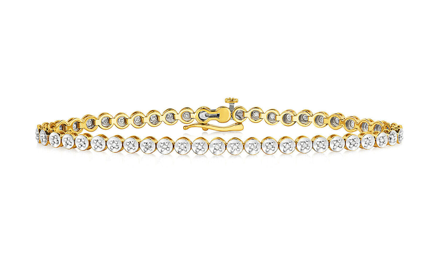 Diamond Tennis Bracelet Solid 9ct Yellow Gold Real Diamonds 0.50ctw