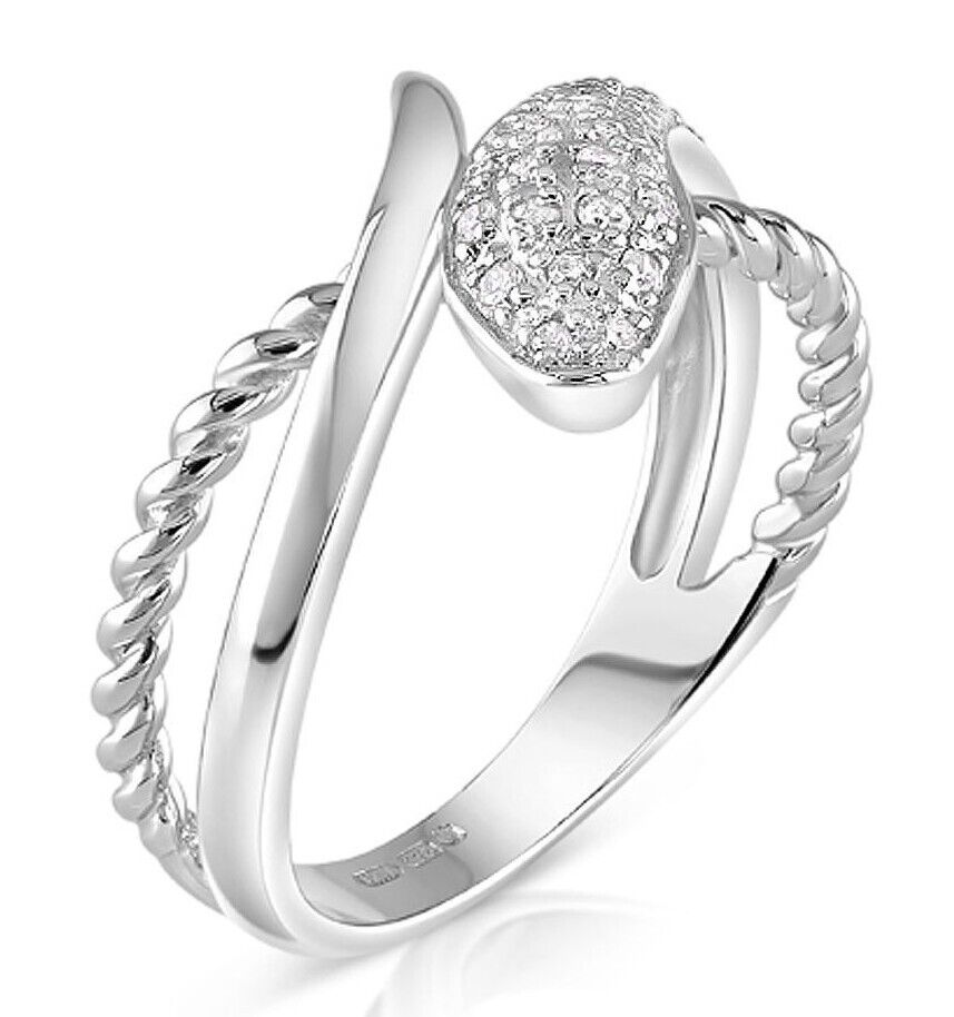 Real Diamond Snake Ring Solid White Gold
