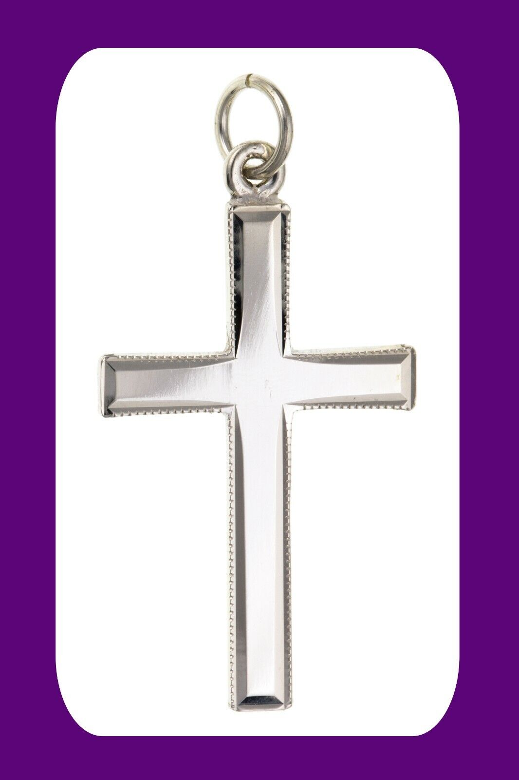 Sterling Silver Millgrain Edged Cross Pendant 25 x 17mm 925 Hallmark