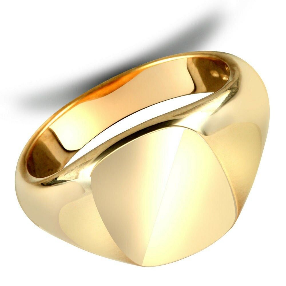 Gents 9ct Yellow Gold Square Cushion Signet Ring Hallmarked
