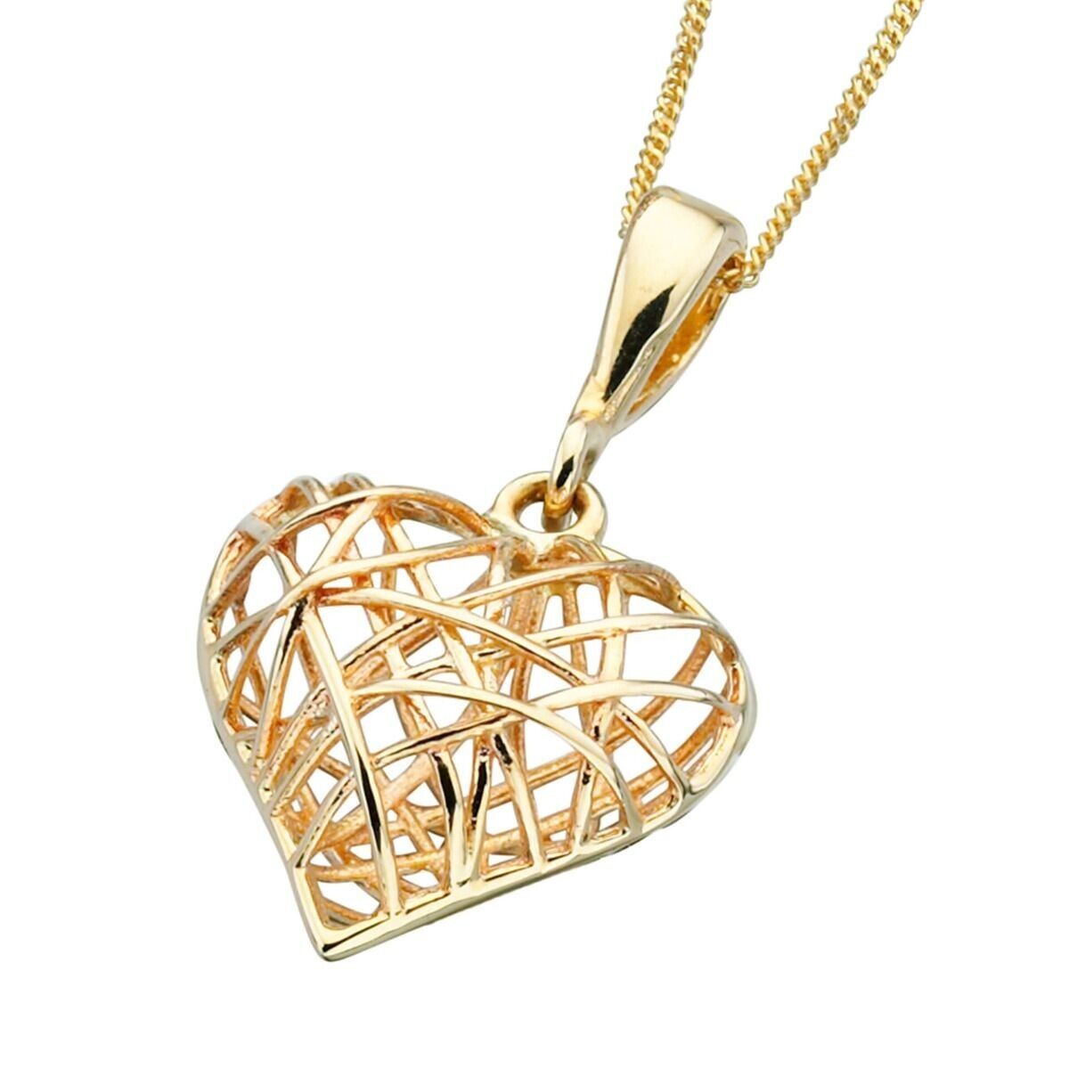 Heart Pendant and Earrings Set 9ct Yellow Gold 16, 18 or 20" Chain Hallmarked