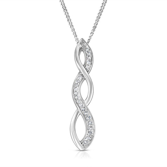 9ct White Gold Diamond Twist Marquise Pendant and 18" Chain