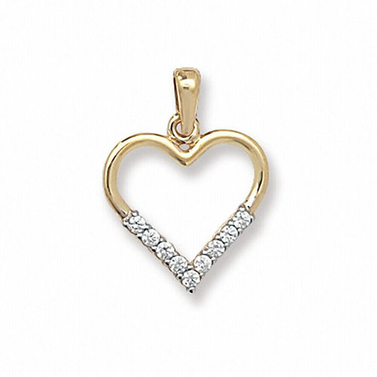 Open Heart Pendant Yellow Gold 19mm x 15mm British Made