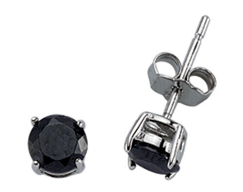 Black Gemstone Stud Earrings Solid Sterling Silver 5mm Solitaire 925 Stamp