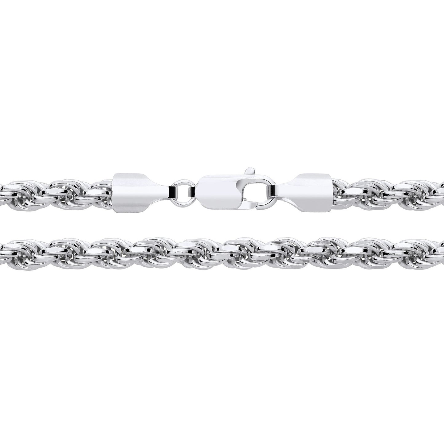Solid Sterling Silver Rope Chain 4mm Diamond Cut Full Hallmark 30 grams 24"