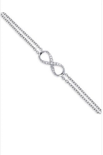 9ct White Gold 0.15ct Diamond Infinity Bracelet Made in London