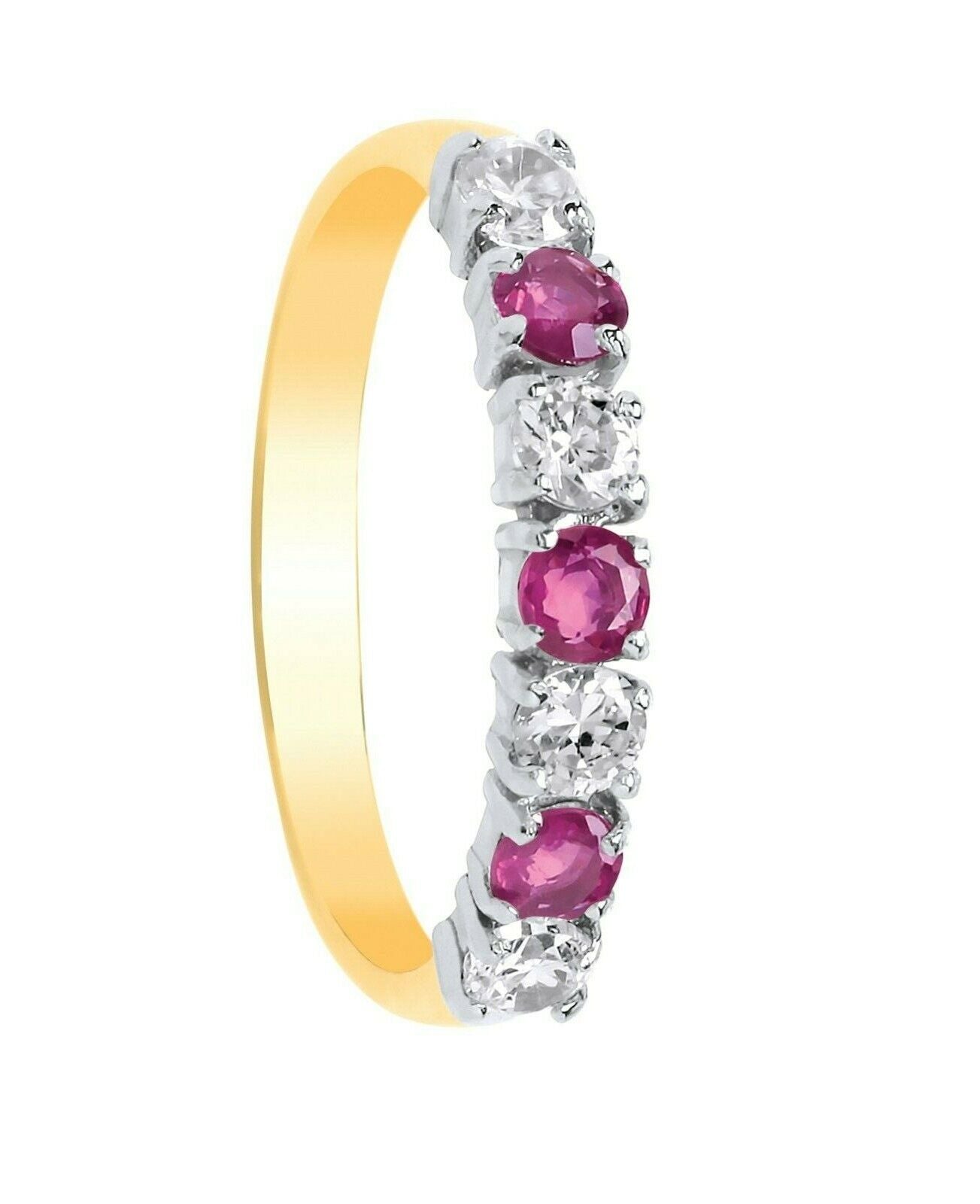 9ct Yellow Gold Ruby Eternity Ring Anniversary Band Fully Hallmarked