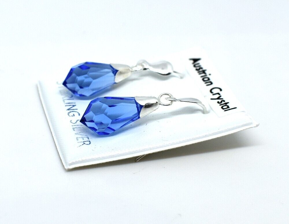 Tanzanite Crystal Drop Earrings Sterling Silver Drops