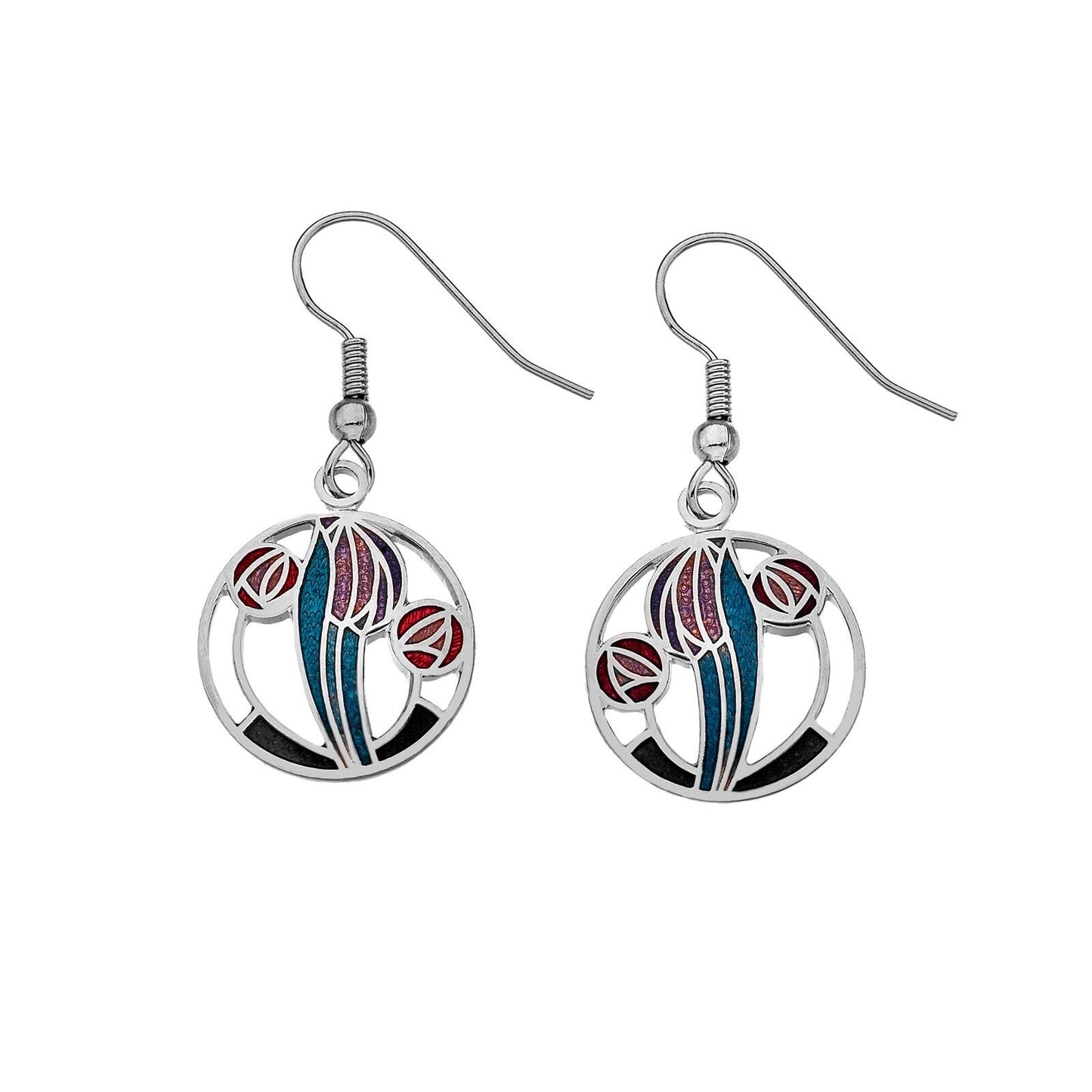 Mackintosh Tulip and Rose Earrings Drop Drops Silver Plated Branded Packaging