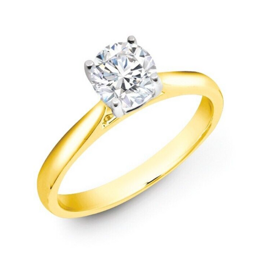 9ct Yellow Gold 1.00ct Round Brilliant Cut Solitaire Wed Fit Lab Grown Diamond