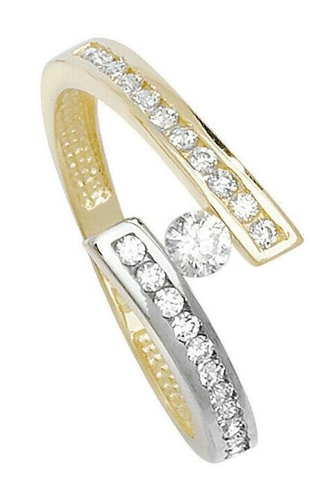 9ct Gold Solitaire Ring Twist Multi Tone Fully Hallmarked