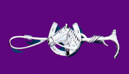 Silver Horseshoe Horseshead Brooch 925 Hallmark Brand New Equestrian Gift