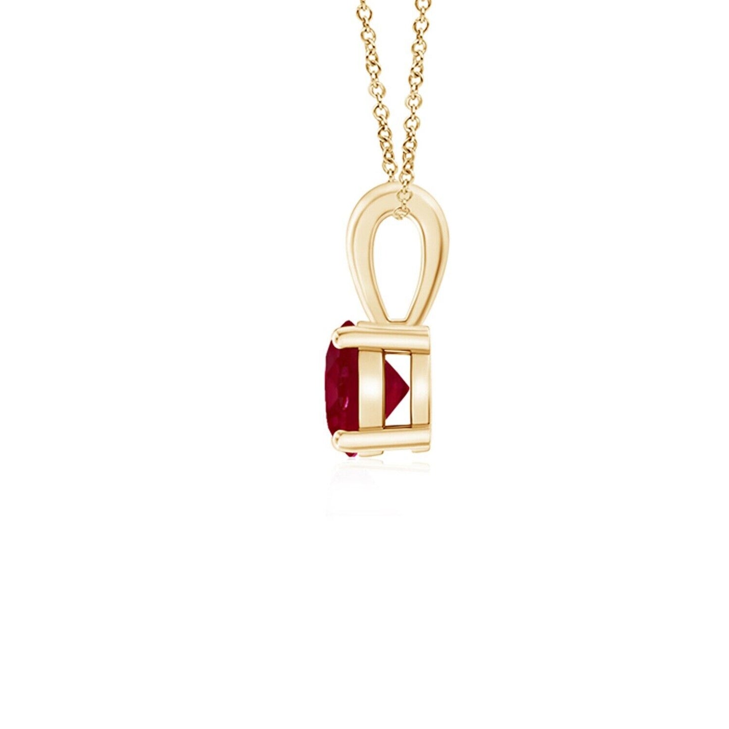 Ruby Round Solitaire Pendant Yellow Gold Hallmarked 18" Chain British Made